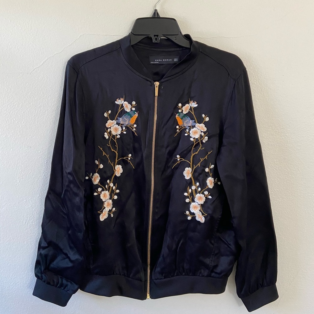 Zara floral bomber jacket